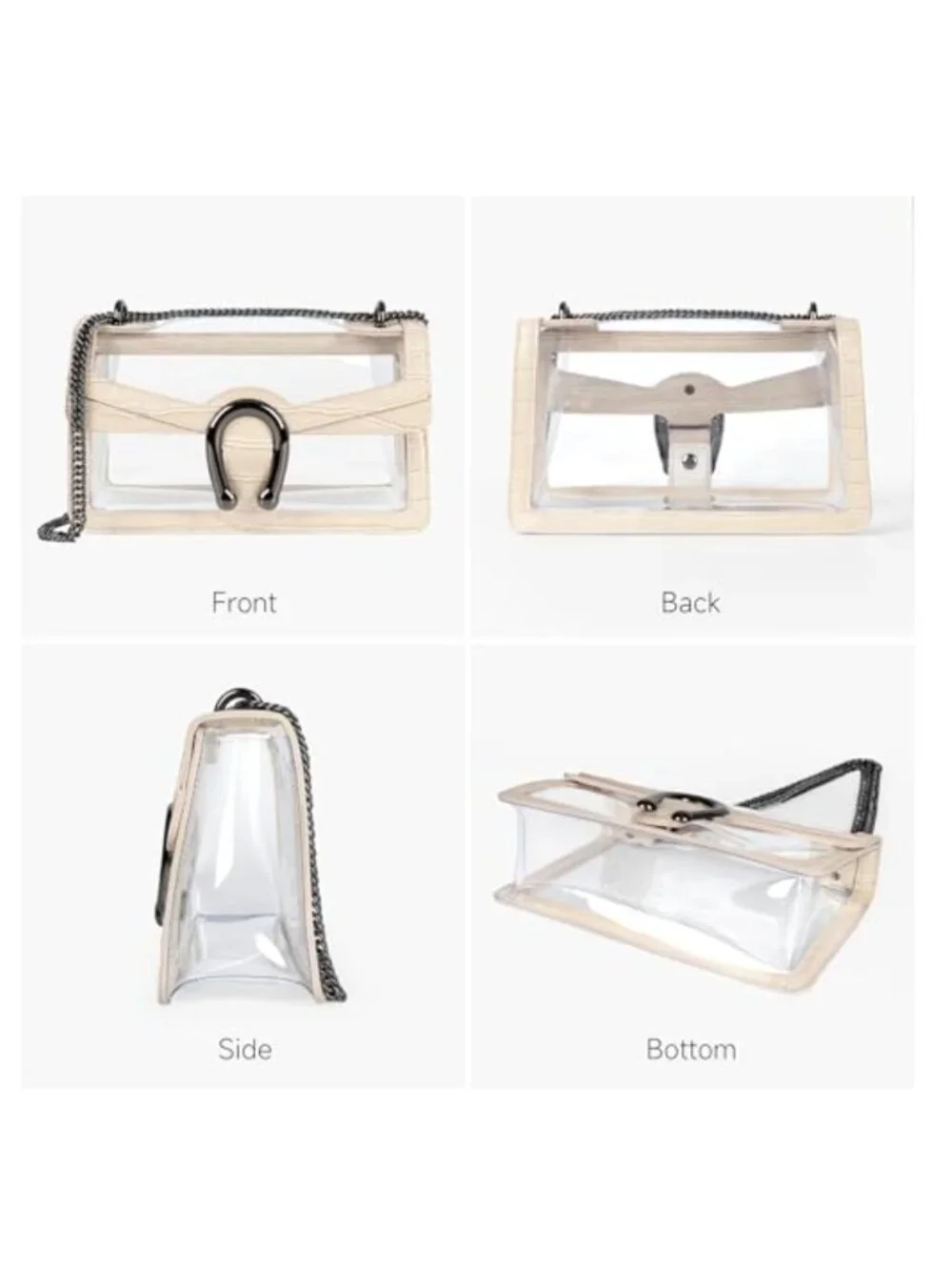 Clear Stadium Approved Crossbody Bag with Chain Strap, Small PVC Purse for